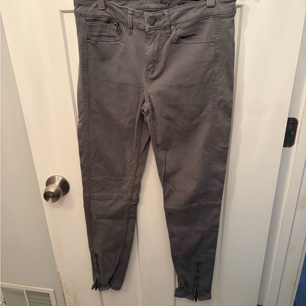 Calvin Klein Charcoal Pants with Ankle Zippers